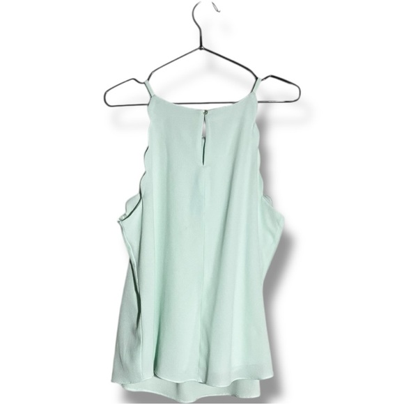 Bwear Mint Green Women's Sleeveless High Neck Scallop Arms Pleated Blouse - Picture 14 of 15
